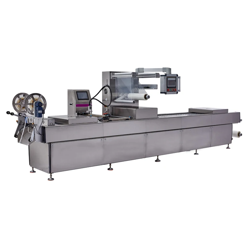 Continuous Tray Sealing Machine Automatic Vacuum Packing Tray Sealer Ready Meal Meat Egg Tray Sealer OEM Customized