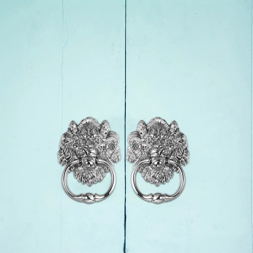 

2pcs Zinc Alloy Lion Head Knob Silver Cabinet Drawer Pull Handle For Dresser Cupboard Wardrobe Durable Hardware Fitting