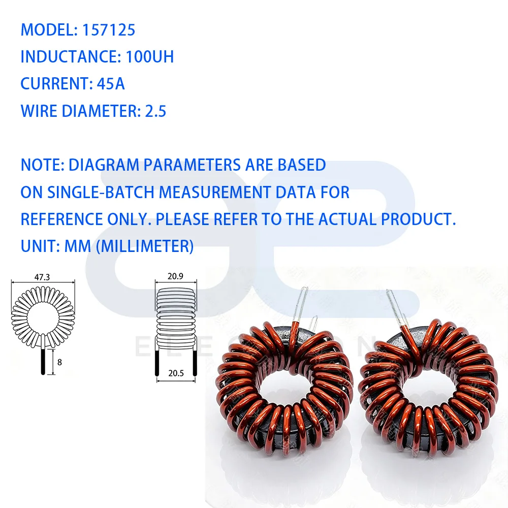 40mm 157125 Sendust Toroidal Inductor 900uH 1mH 1.5mH 2mH 3mH 3.8mH 4mH High Current  1pcs/Lot