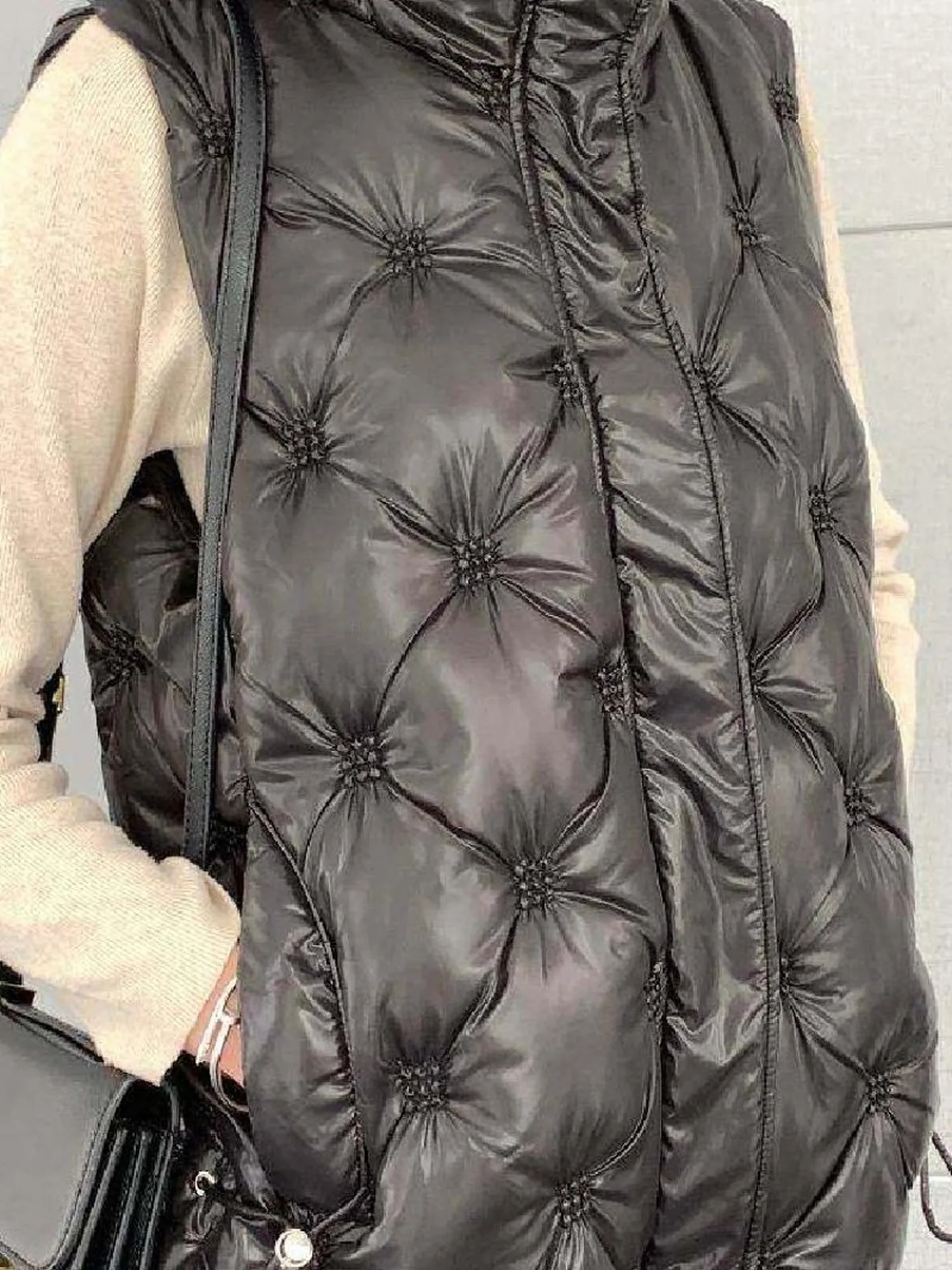 

Sli Women's down Cotton Vest Loose Warm Trendy Outerwear Faionable Korean Sle Stand Fit ort Length Casual Wear