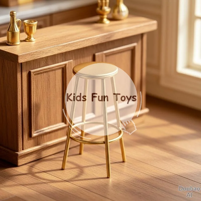 Dollhouse Furniture Novelty 1:12 Scale Miniature Metal Bar Stool Round Chair