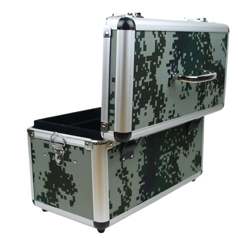Camouflage Aluminum Alloy Family First Aid Kit Box 2 Tier Organizer Medical Storage with Compartments Emergency Medicine Case
