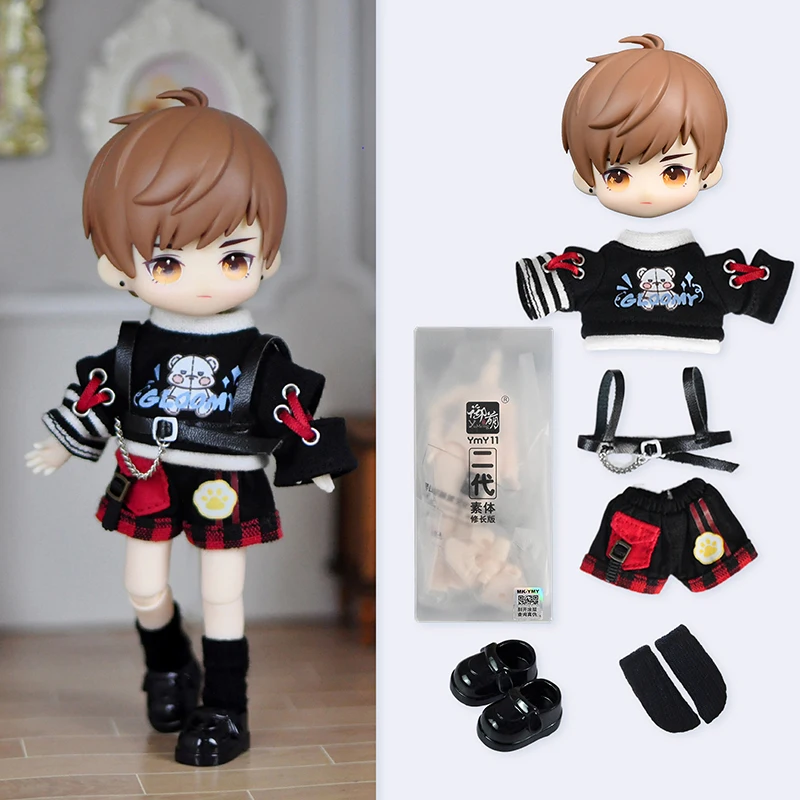 Ob11 Puppe komplettes Set bjd gsc Figuren Spielzeug Geschenk einschl ießlich Kopf, Haar Gesicht Schuhe Kleidung ymy Körper 10cm Puppe Zubehör