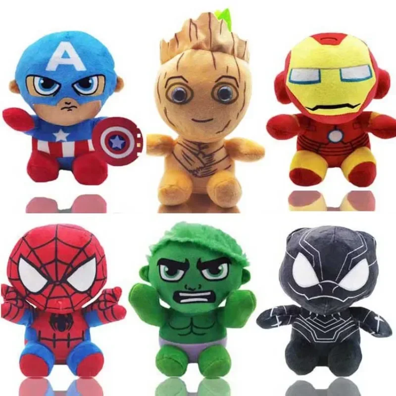 2024 New Kawaii Marvel Super Hero Avengers Doll Captain America Black Panther Spider-Man Plush Toy Children's Birthday Gift