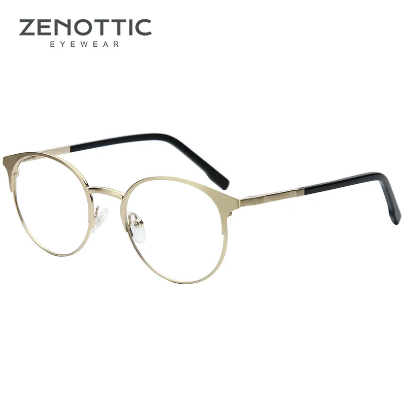 

ZENOTTIC 2024 Fashion Round Optical Glasses Frames Unisex Ultralight Metal Eyeglasses Non-Prescription Eyewear