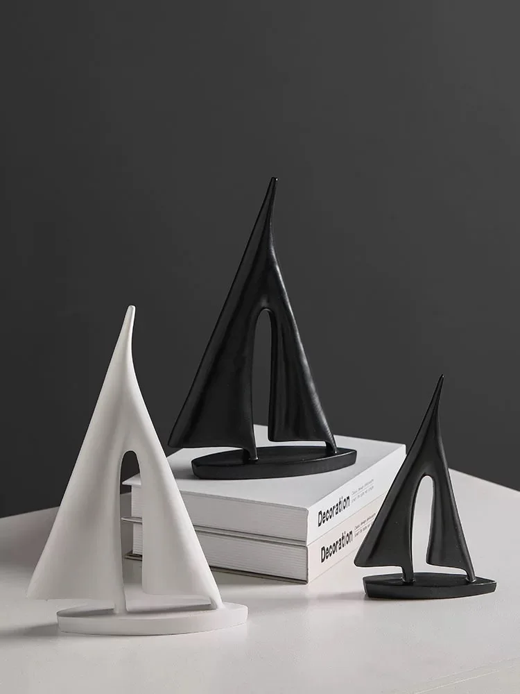 resin crafts ornaments sailboat ferry abstract Hollow out Golden handicraft furnishings Home Decoration