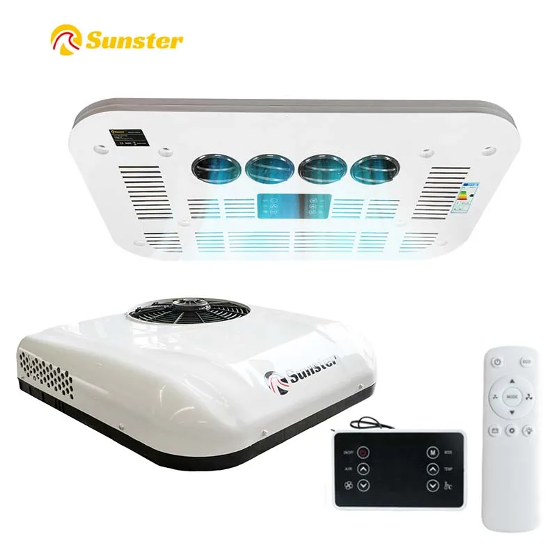 Aire acondicionado RV de 12V y 24V, aire acondicionado en el techo para refrigeración, unidad CC RV fácil de instalar para vehículos recreativos, camiones, caravanas, etc.
