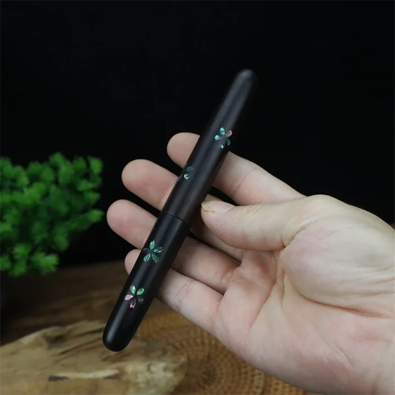 BALAOYE Ebony Five-star Solid Wood Fountain Pen Import Fine F 0.5mm Nib Business High-grade Collection Black Writing Ink Pen