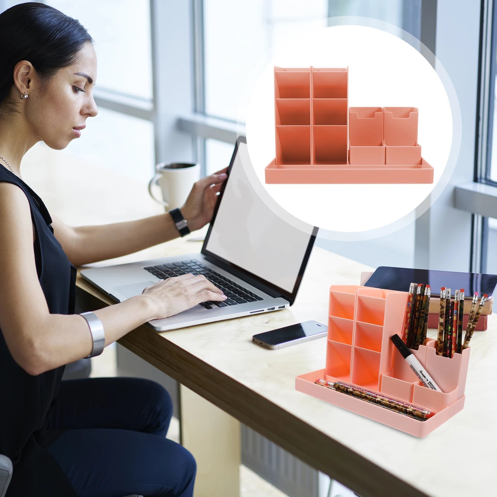 

Pencil Holder Storage Box Vertical Pen ganizer Stationery Case Student Container Desk Accessories ABS Plastic Large Capacity