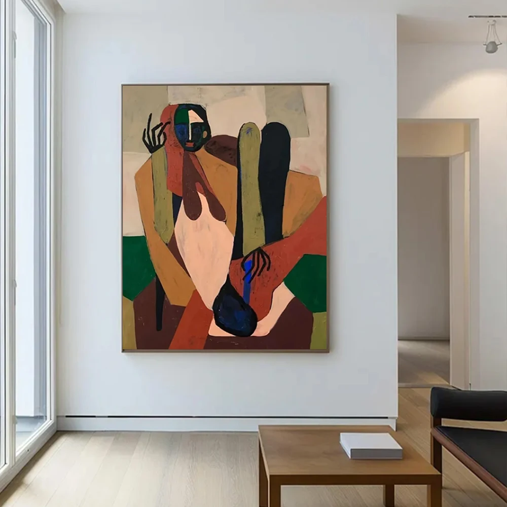 100% Handmade Abstract Oil Painting On Canvas Picasso Style Figures Wall Art Picture Big Mural For Home Living Room Decor Image