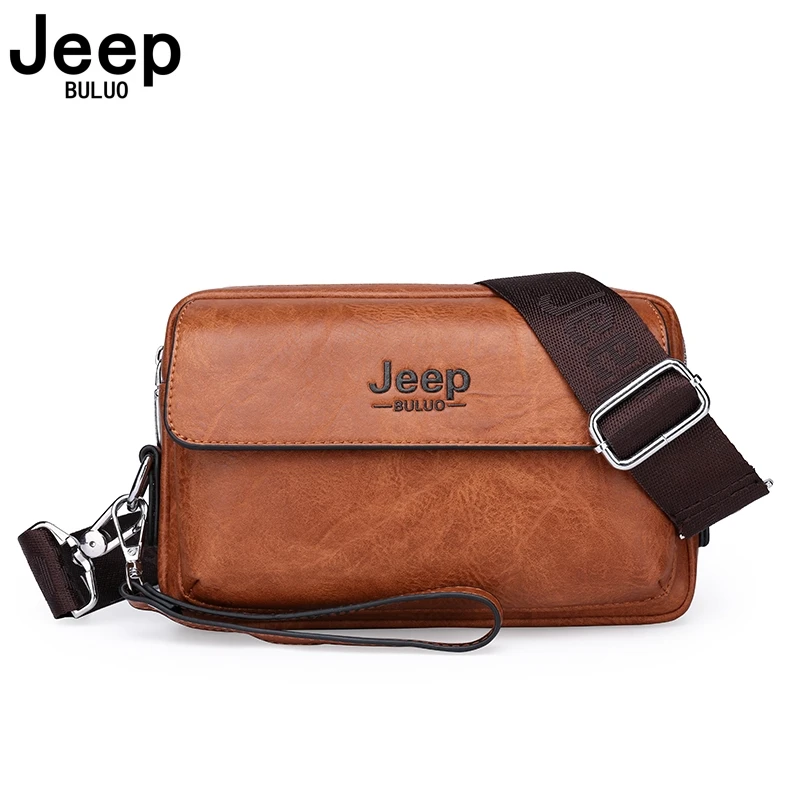 

JEEP BULUO Brand Small Men Bags High Quality Leather Shoulder Crossbody Totes Clutch Handbags Business Brown Black Fashion New