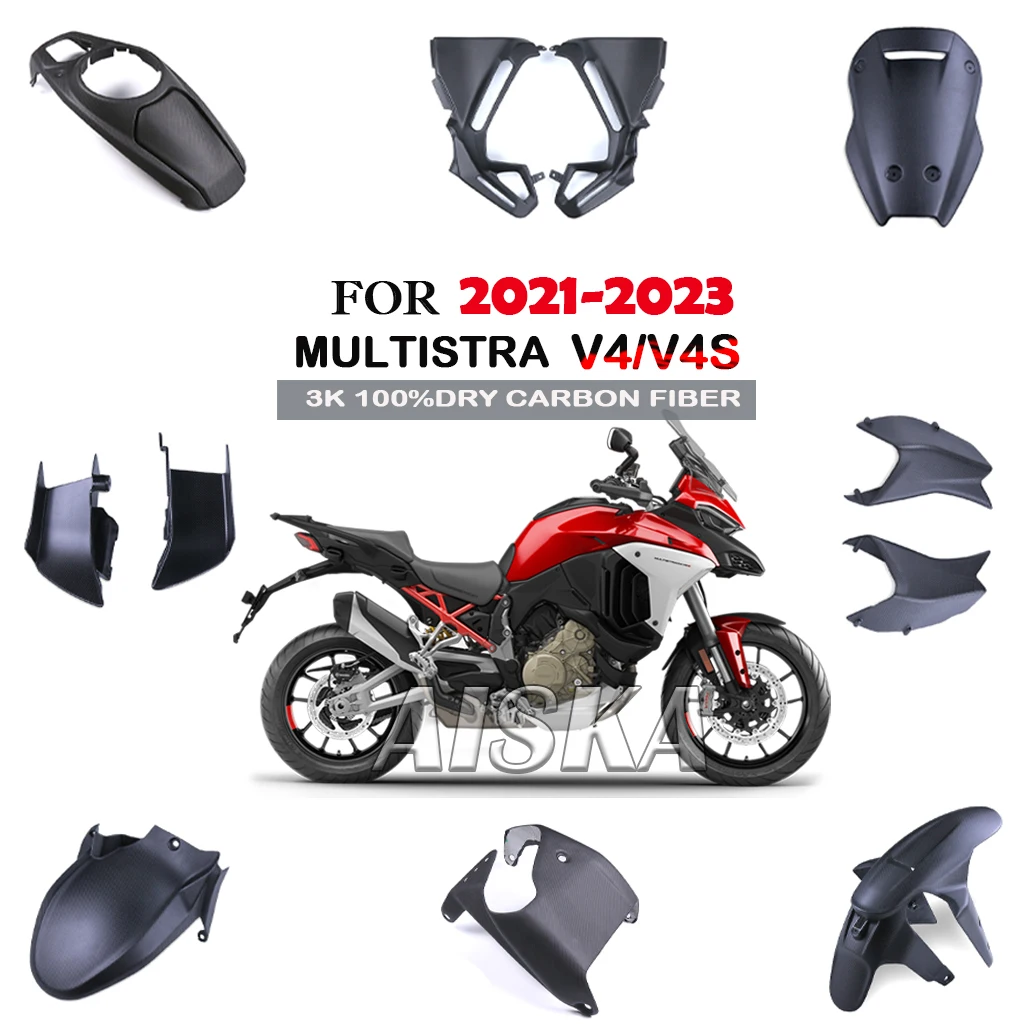 Hand Guard Fender Exhaust Cover Fuel Tank Side Panel Front Fairing Kit Carbon Fiber For DUCATI Multistrada V4 V4S 2021 2022 2023