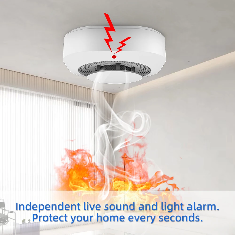 Independent Smoke Detector Sensor For Home Warehouse Security Smart Smoke Fire Alarm Replaceable Alarmas De Seguridad Para Casa