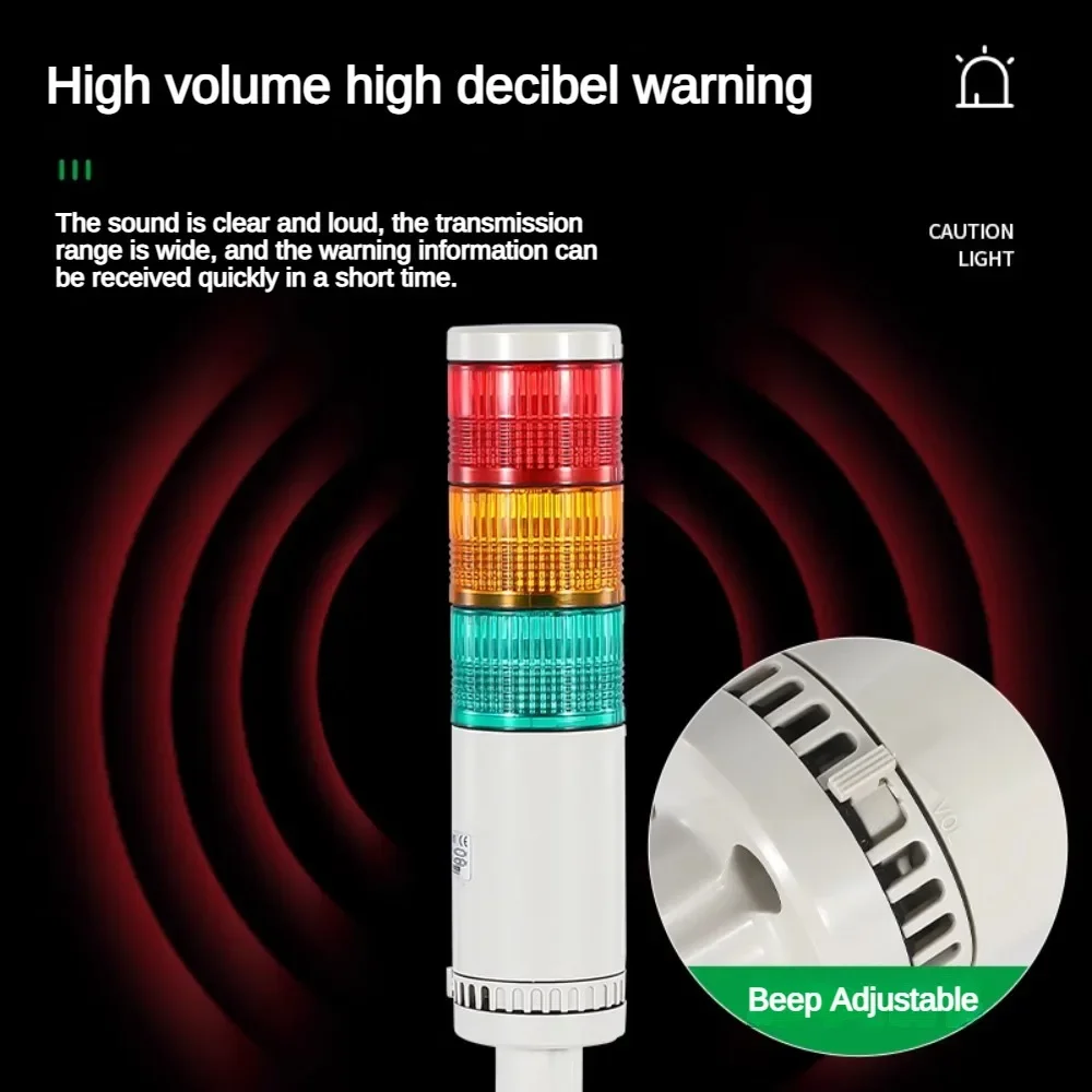 180 Degree Rotation Multi-layer LED Signal Tower Stack Warning Light with Buzzer Emergency Siren Indicator Light for CNC Machine