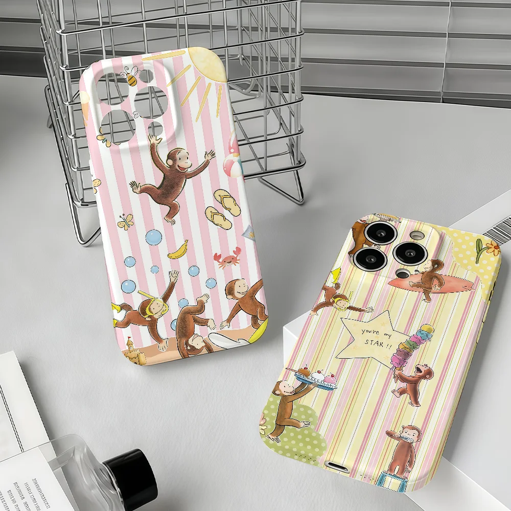 

Cartoon Cute C-Curious G-George Phone Case For IPhone 17 16 15 14 13 12 11 Plus Pro Max Mini Precise Hole Matching Film Covers
