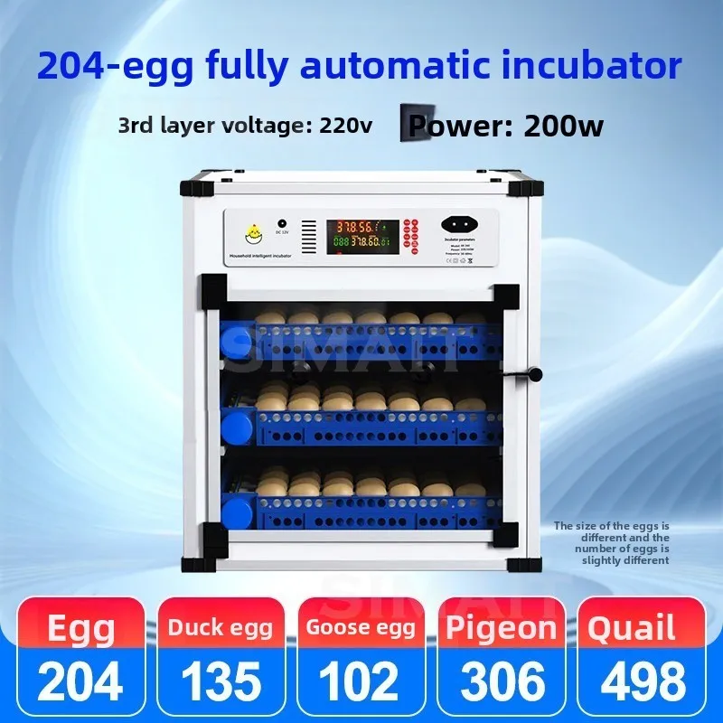 Can Hatch 204 Eggs, Household Automatic Hatching Machine, Chicken Automatic Egg Hatcher, Smart Hatching Box