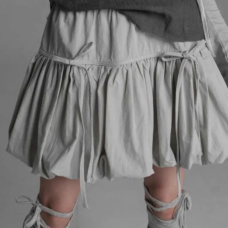 

Gothic Ball Gown Mini Skirt Women Summer 2025 Bow Korean Fashion Elastic Waist Pleated Short Skirt for Women Y2k Chic