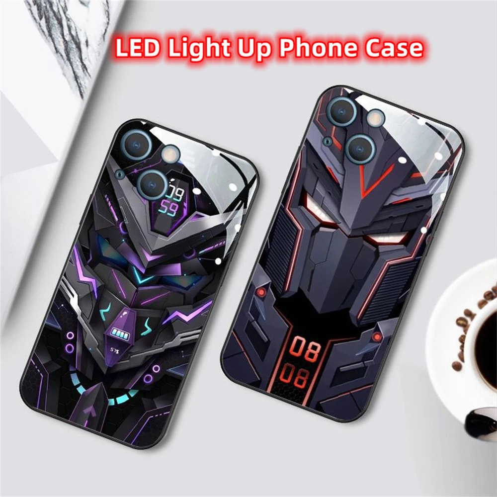 

So Cool Armor Shockproof LED Flash Light Phone Case Flashing Cover For iPhone Air 17 16 E 15 14 13 12 11 Pro Max XR XS Plus