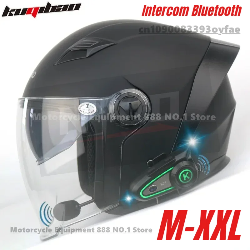 

Kuqibao Intercom Bluetooth мотоциклетный шлем мотоциклетный полушлем мужской женский рыцарь двойное зеркало универсальный всесезонный