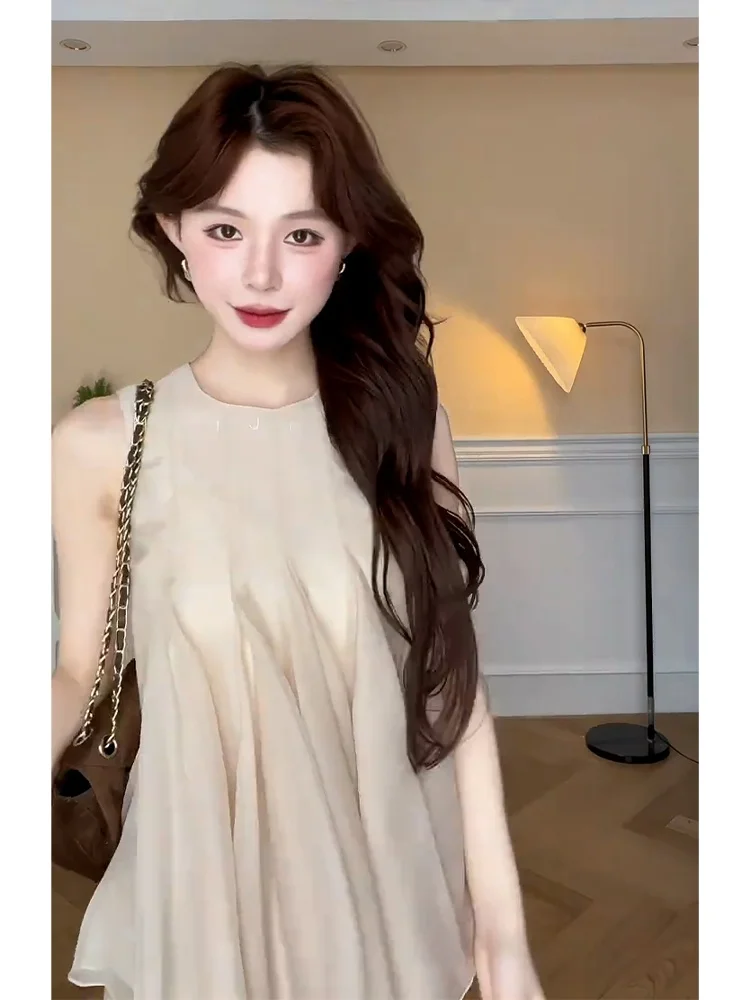 

Элегантный женский топ-жилет без рукавов с красивой кружевной отделкой, летний, оригинальный дизайн, свободный крой, дышащий полиэстер