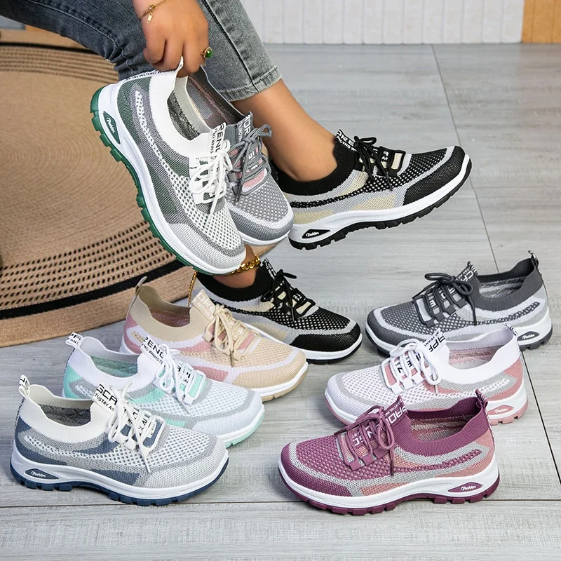 Zapatos Deportivos de Malla Transpirables para Mujer, Zapatos Casuales de Moda para Deportes al Aire Libre, Cómodos para Correr