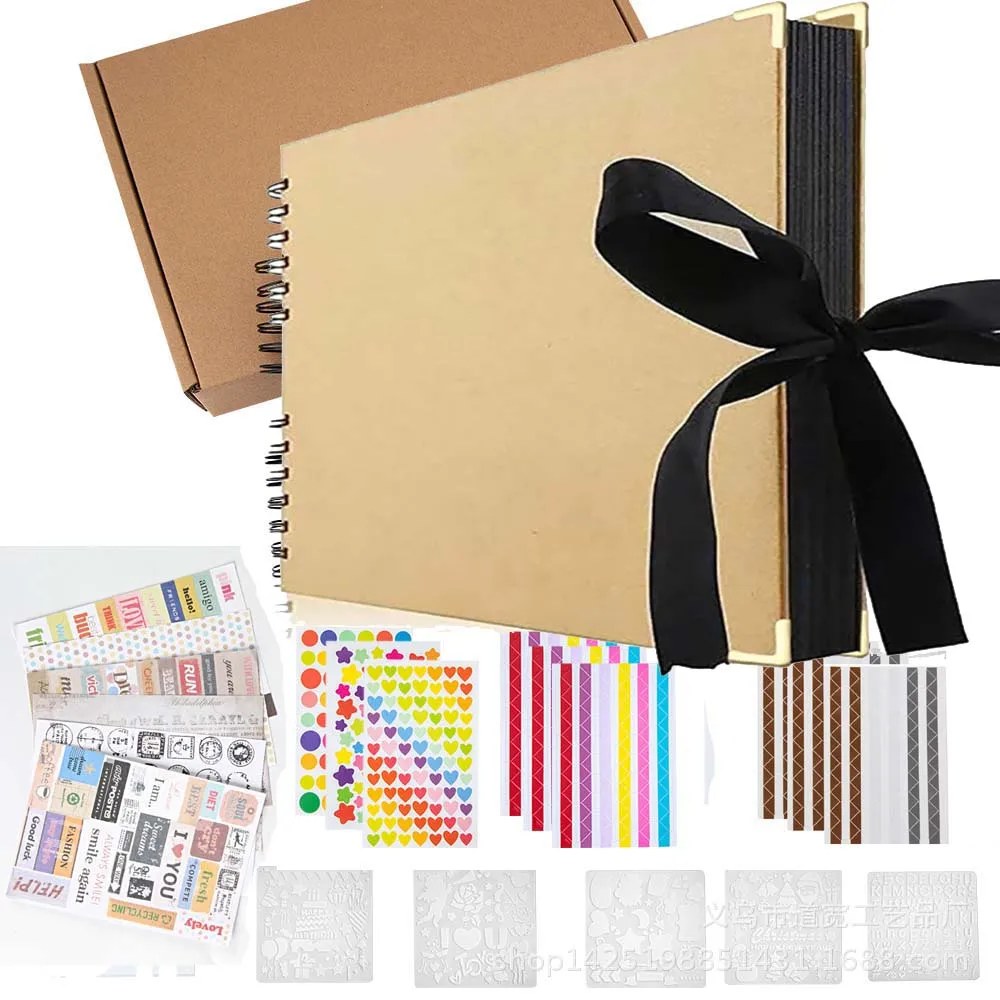 11.4 Inch Scrapbook Photo Album Wedding Guest Book Anniversary Memory Scrapbooking Photo Album with DIY Accessories 80 Pages
