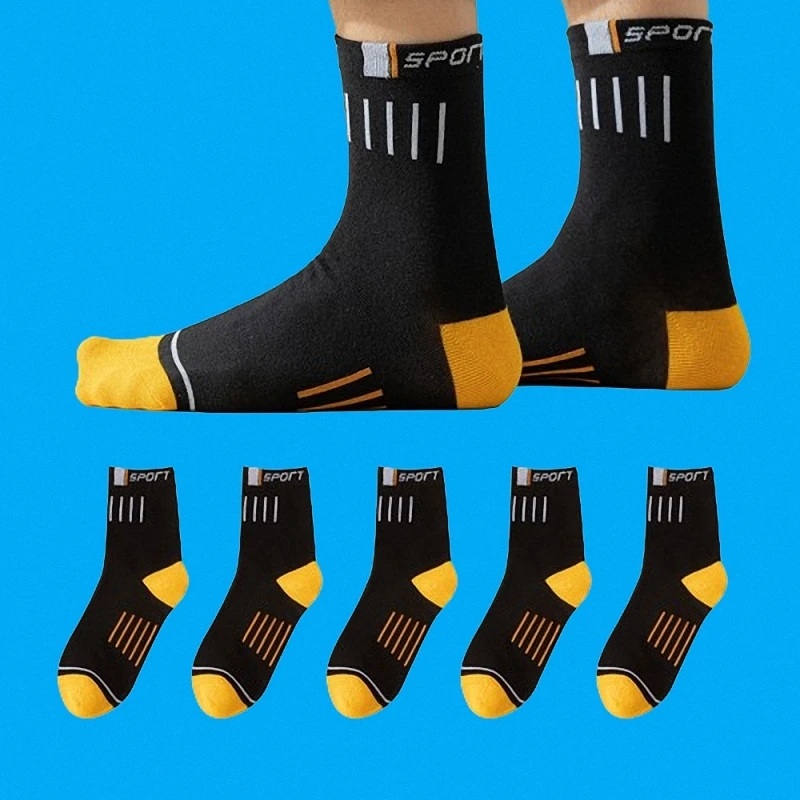 ChimAll-Chaussettes de sport de basket-ball respirantes absorbant la transpiration pour hommes, chaussettes mi-tube assorties, dépistolet ant, nouveau, 5/10 paires, 2024