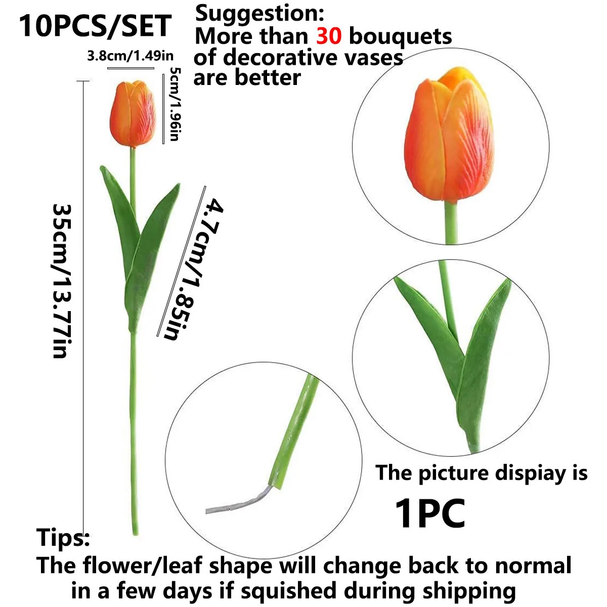 10Pcs Artificial Flower Realistic Touch Tulip Scrapbooking Vase Home Decor Wedding Garden Arch Garland  Mother\'s Day Bouquet diy