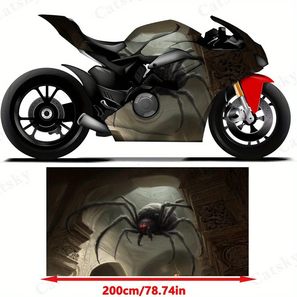 Dark Spider Horror Motorcycle Film Stickers, Durable PVC Adhesive Decals for Motorcycle Customization, Weather-Resistant Protect