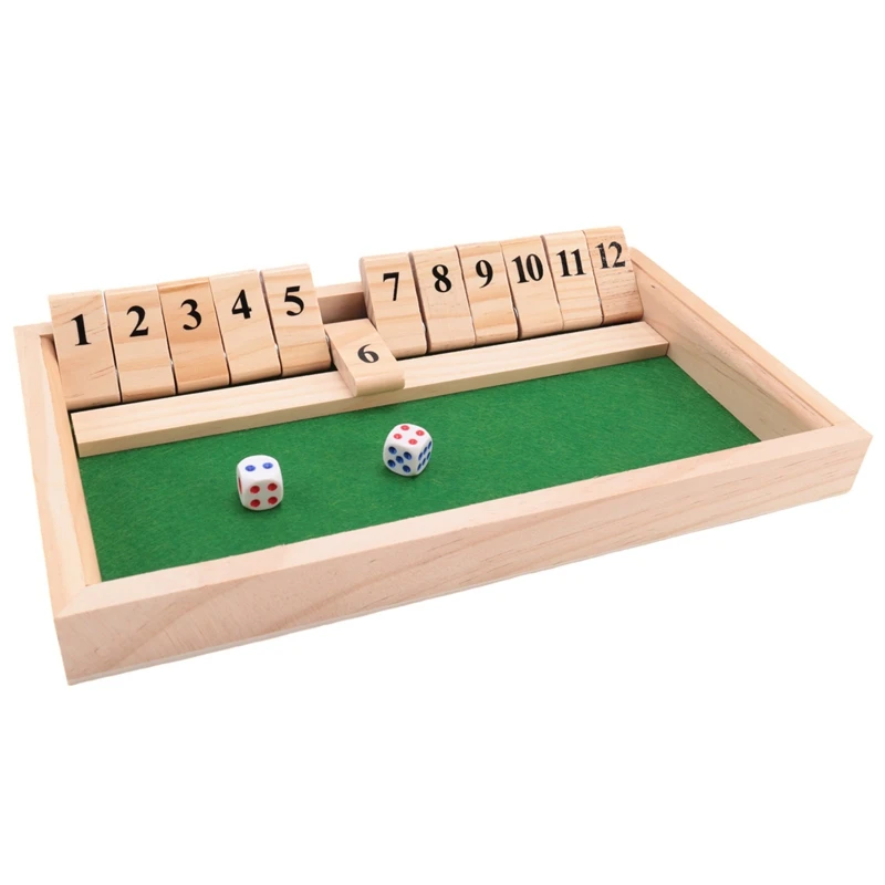 

Wooden Shut The Box 12 Dice Game Board ,Wooden Board Game With Dice For The Classroom, Home Or Pub