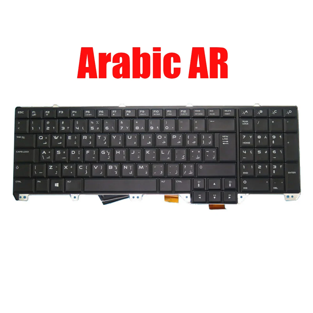Arabic AR Laptop Keyboard For Alienware 17 18 R1 / M17X R5 05T5DR 5T5DR PK130UJ1B13 NSK-LC0BC 0A Black With Backlit