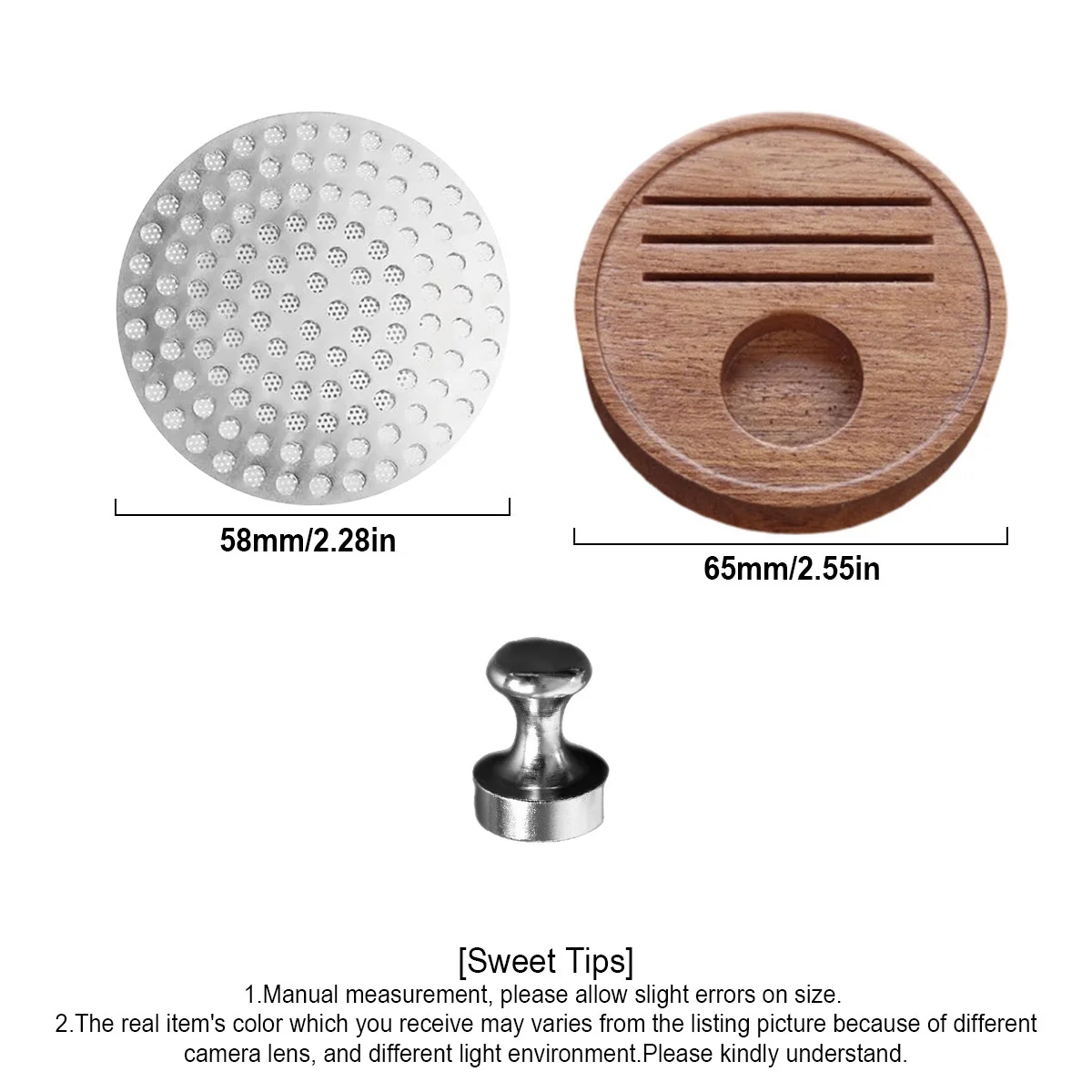 58mm 1/2/3 Pcs Espresso Puck Screen with Magnetic Pickup Tool and Storage Stand Stainless Steel Reusable