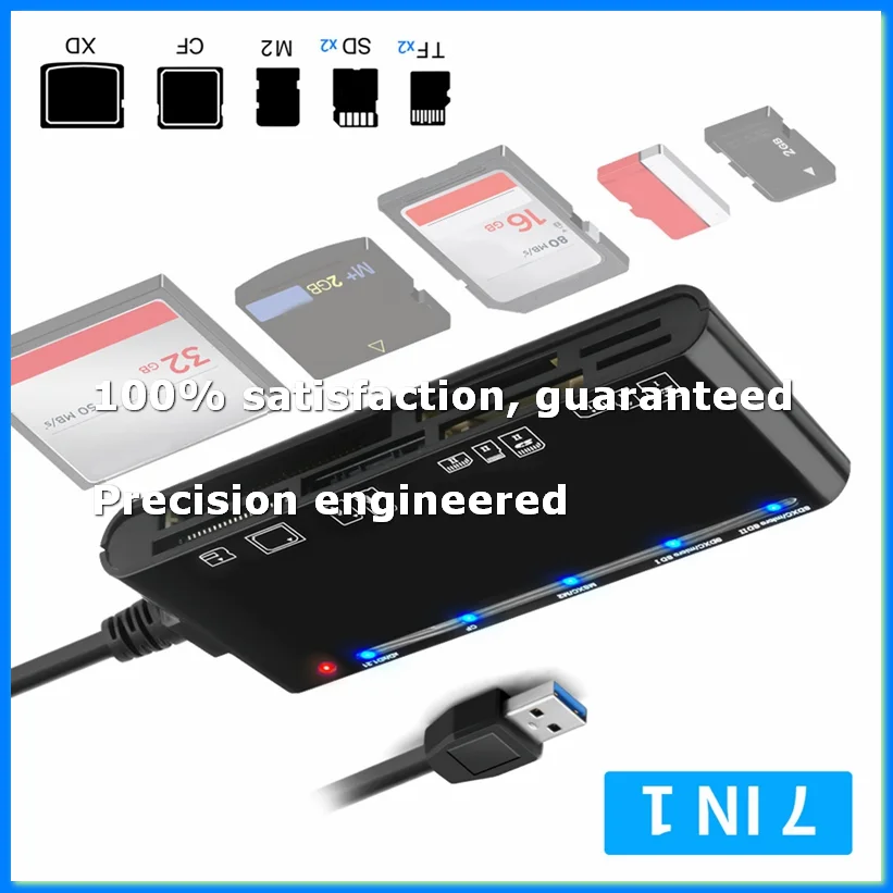 7 in 1 USB 3.0 Multifunction Card Teader /XD/MS/SD/TF Card Reader for Vista/XP/7/8/10/, Linux, Os-A69M