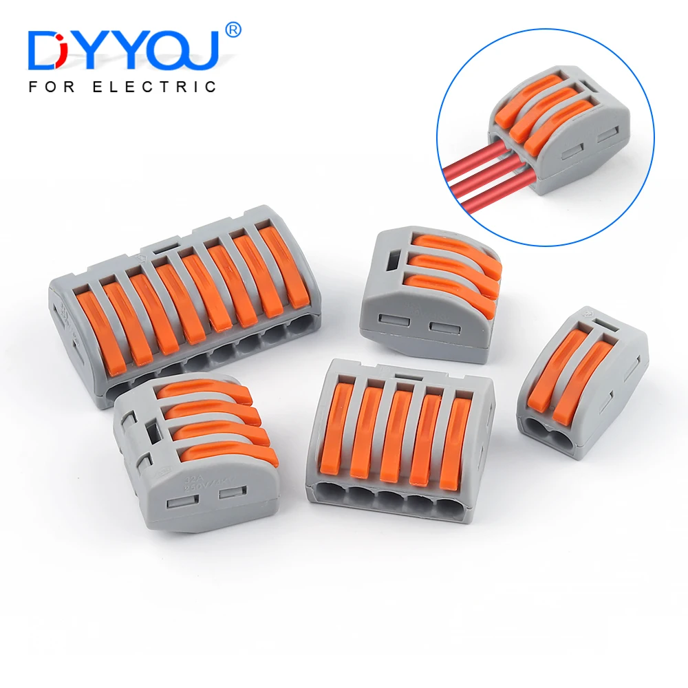 30/50/100PCS Lever Wire Quick Connector 2/3/4/5/8 holes Universal Compact Terminal Block Splice Insulated Terminals for AWG28-12