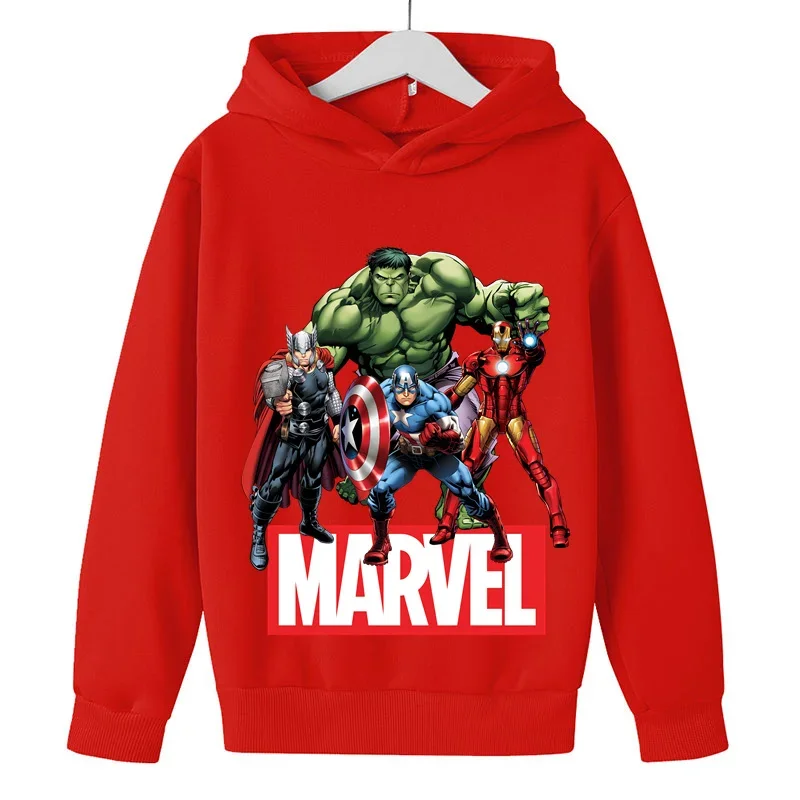 2023 Kids Marvel- The Avengers Hoodies Fashion Boys Girls Long Sleeve Sweatshirt Tops Casual Children Clothes 1-16 Years Kids