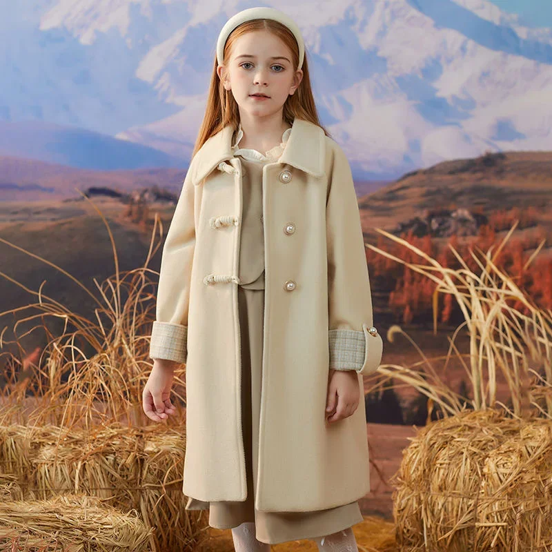 

teen Girls Woolen Coat Overcoat Jacket Windbreak 14 Sweet Warm Plus outerwear Thicken Autumn Winter Cotton School Child Clothing