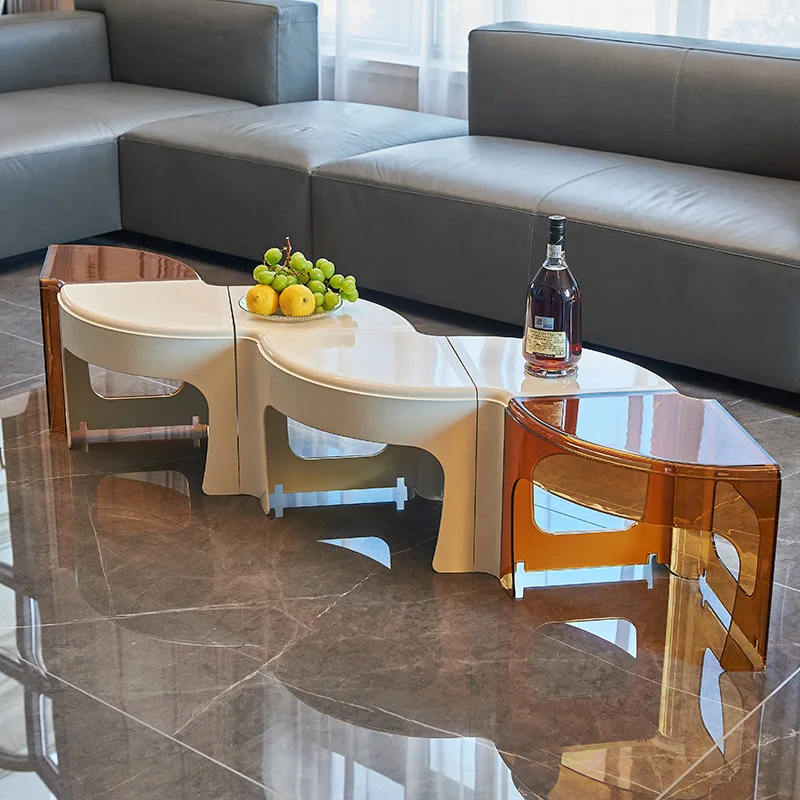 Nordic Red INS Round Coffee Table Designer Creative Small Family Coffee Table Can Be Split Splicing Combination Edge Several