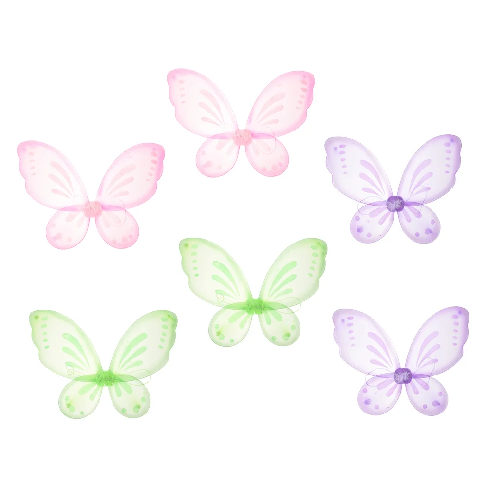 6 Pcs Children's Wings Butterflies Party Supplies Single Layer Nylon Fairy Cosplay