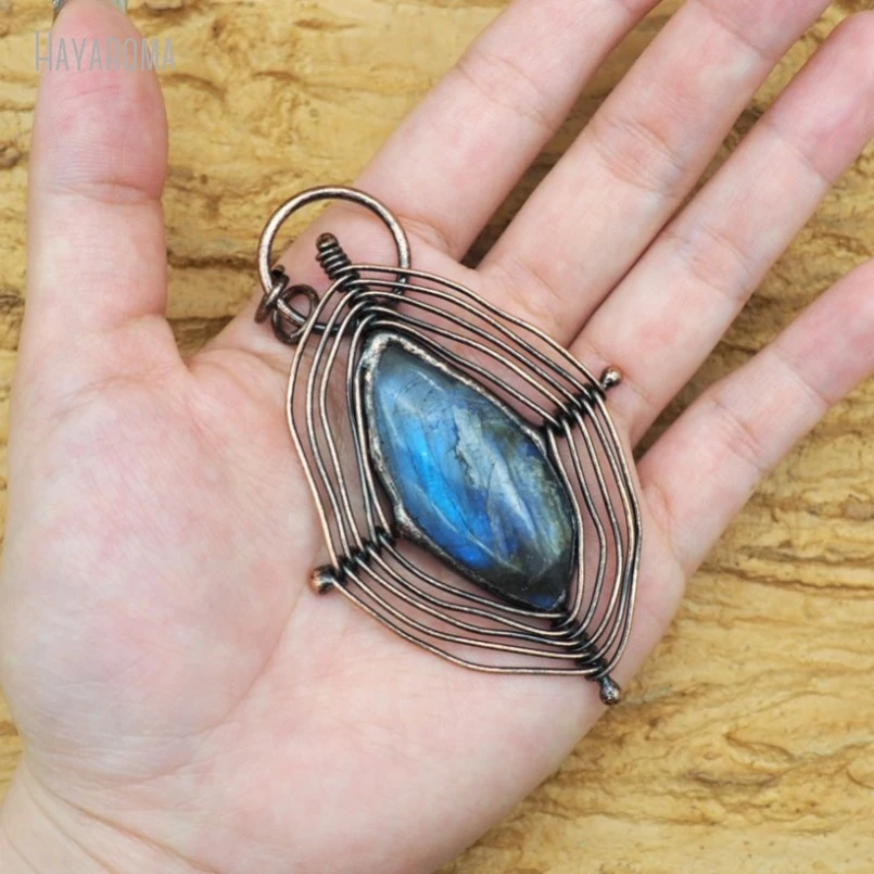 

10Pcs Wholesale Antique Bronze Color Tin Labradorite Soldered Drop Free Form Teardrop Vintage Handmade Jewelry Pendant PM50082