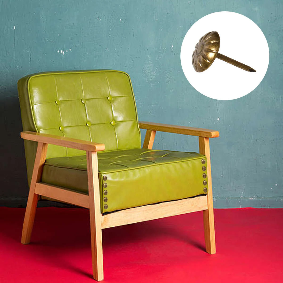 

100Pcs Retro Decorative Thumbtacks Easy to Use for Sofa Furniture Home Decor Mini Design Brass Color Sofa Thumbtacks