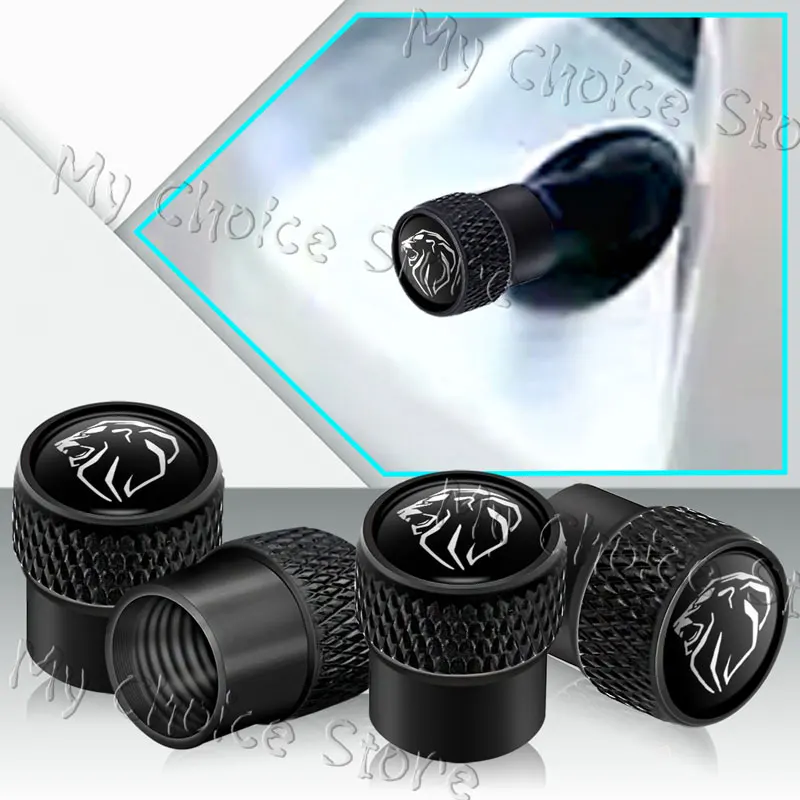 4Pcs Car Decor Lion Emblem Metal Alloy Tire Valve Caps Wheel Stem Air Dust Covers For 3008 207 2008 308 508 206 208 307 408 5008