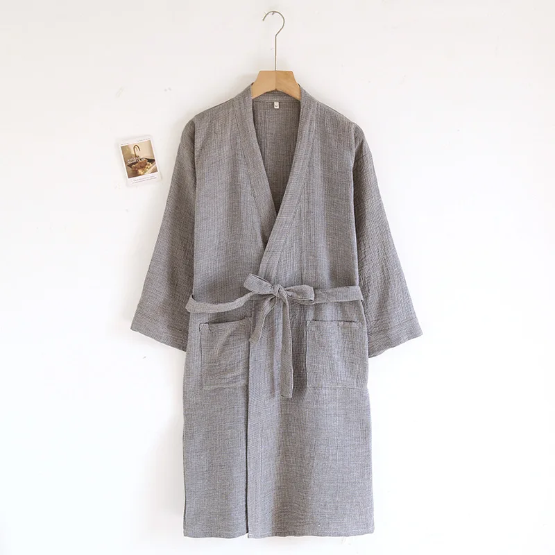 

Pure Cotton Robe Women's Pajamas 3/4 Sleeve Spring Autumn Bathrobe Female Winter Morning Loose Home Wear Sleep Wedding Dress