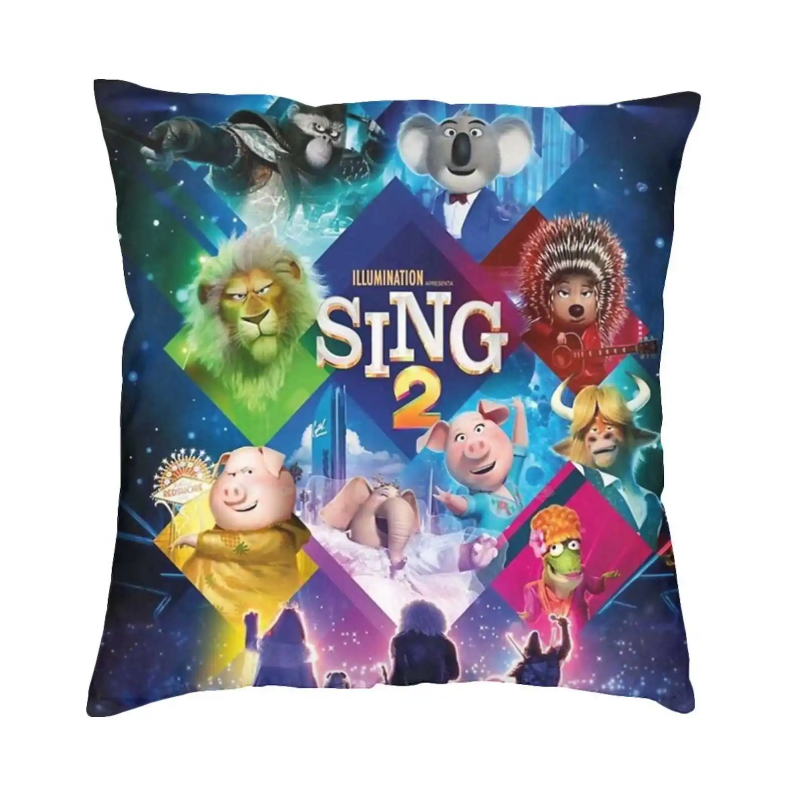 Movie Sing 2 Home Sofa Car Cushion Cover Pillowcase Movie Animation Cute Rocstar Song Sing2 Buster Moon Johnny Ash Rosita Meena