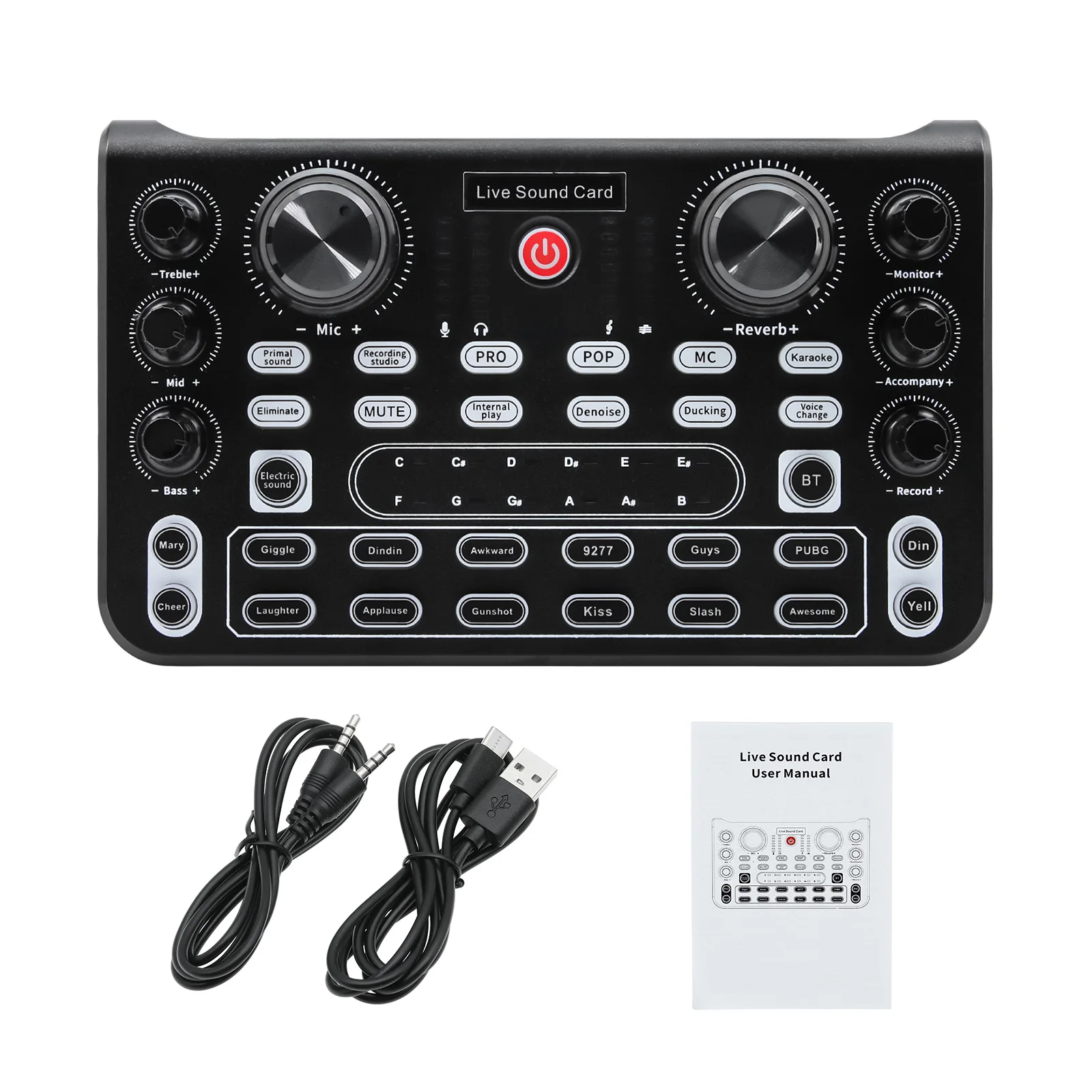 Table De Mixage Audio USB Professionnelle Q22 - Carte Son Avec Changeur De Voix Pour Streaming Et Enregistrement