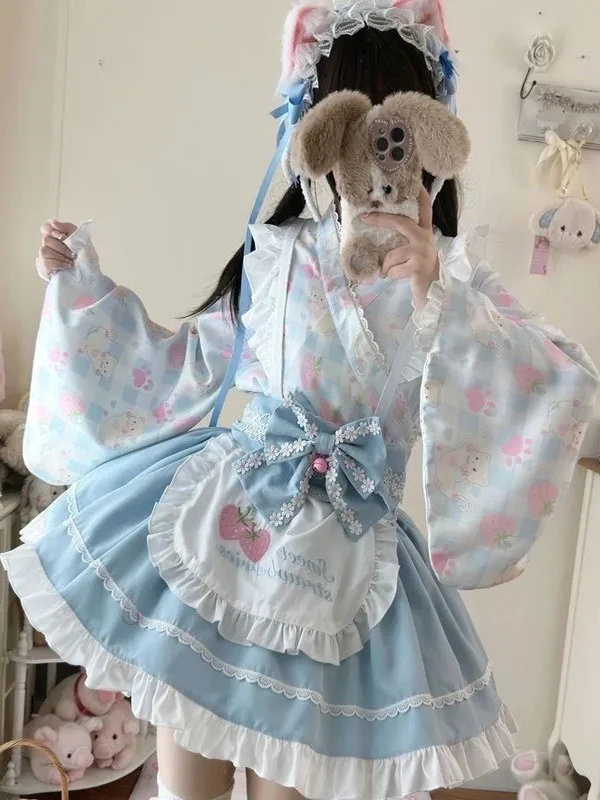 

Новинка 2025: Летний комплект в стиле горничной Лолиты, милый полный набор, японский стиль, модный женский комплект из двух предметов для осеннего сезона