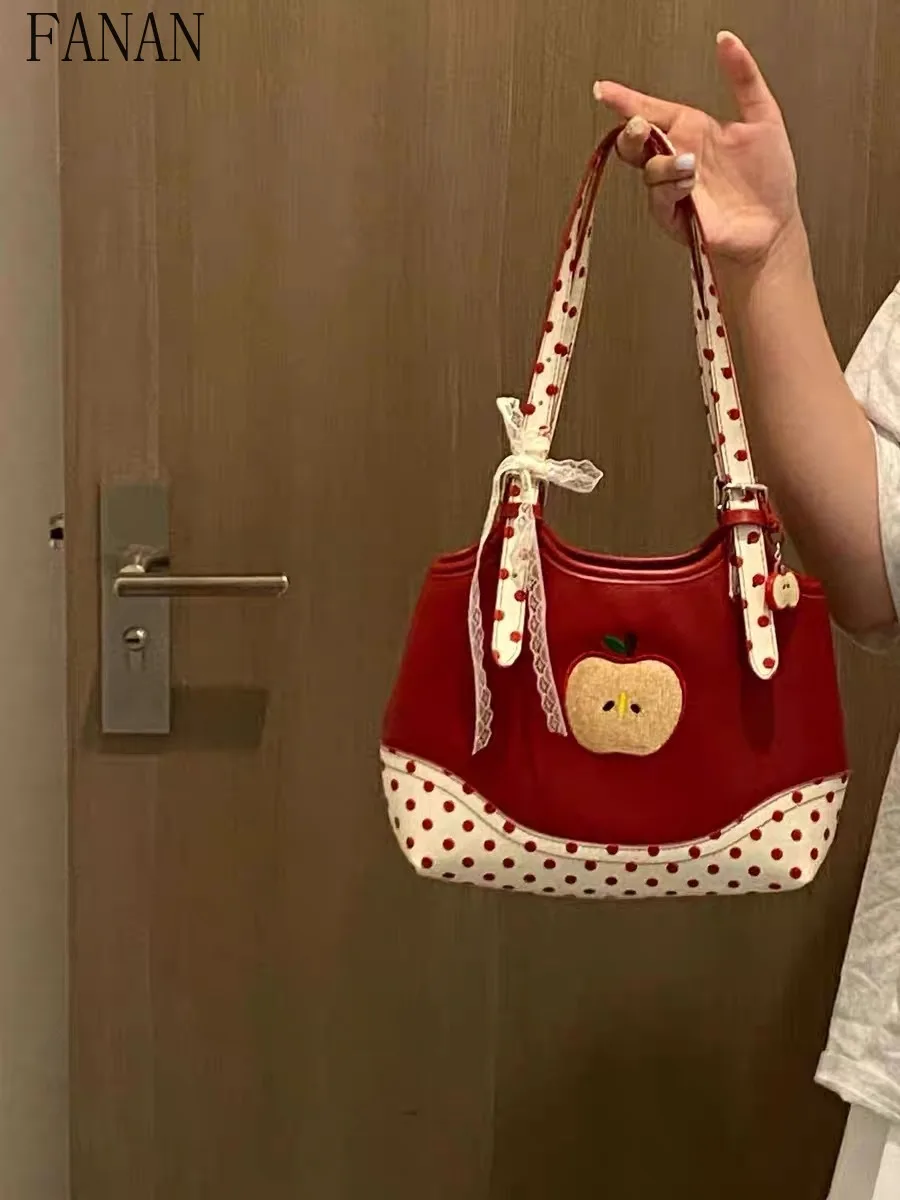 

2025 New Polka Dot Shoulder Bag Cute Sweet and Fashionable Women's Bags Fashion Sweet and Cute Ladies Casual Handbags