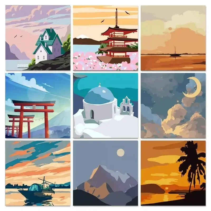 

122343 Painting By Numbers For Kids Scenery Picture Wall Art Picture By Numbers Modern Diy Gift Home Decors 20x20cm