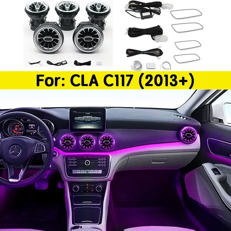 For Mercedes Benz CLA W117 12Colors LED Ambient Light Turbo Front Air Vents Original Car Control Colors Auto Tuning Upgrade