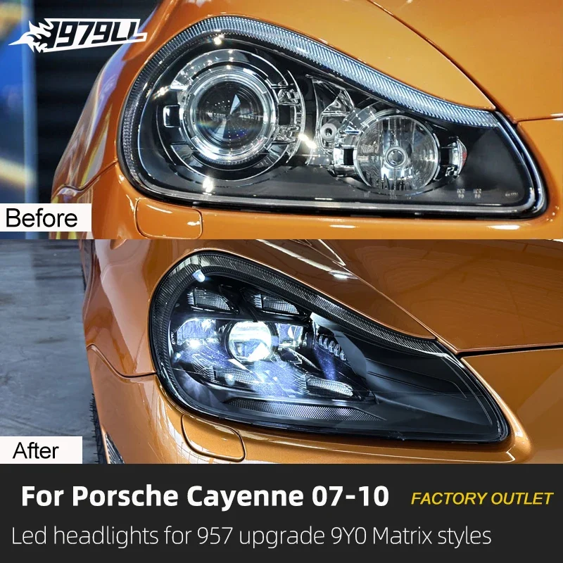 LED Front Lamp Housing For Porsche Cayenne 957 2007-2010 Upgrade To New Style Front Light view 2