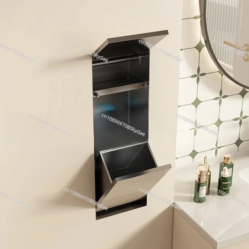 304 Stainless Steel Recessed Waste Bin Hidden Wall Mount Toilet Tissue Box Concealed Bathroom Storage Accessory
